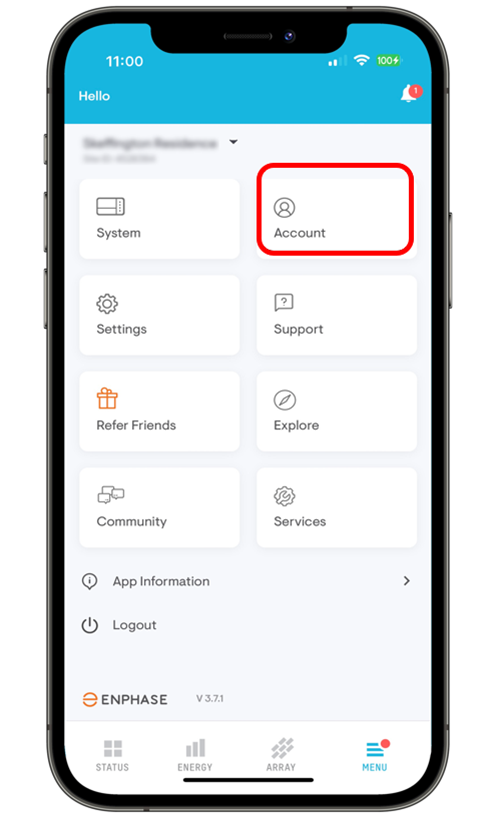 Enphase Enlighten App - Account